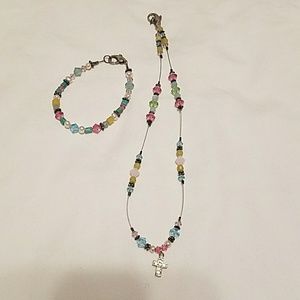 Girls cross necklace and bracelet